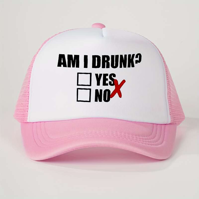 1pc Am I Drunk? Question Checkmark Baseball Cap Unisex Trucker Hat Breathable Adjustable Golf Su