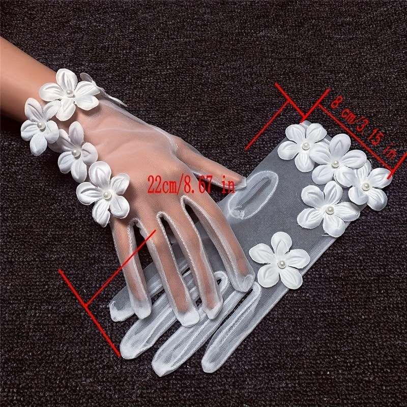 1 Pair White Bridal Wedding Gloves