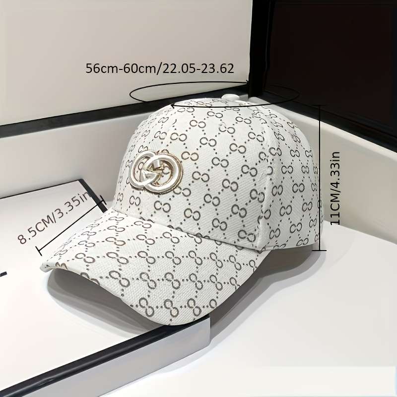 1pc Trendy Premium Curved Brim Baseball Cap Embroidery Letter G Logo Full Print Trucker Hat Sna