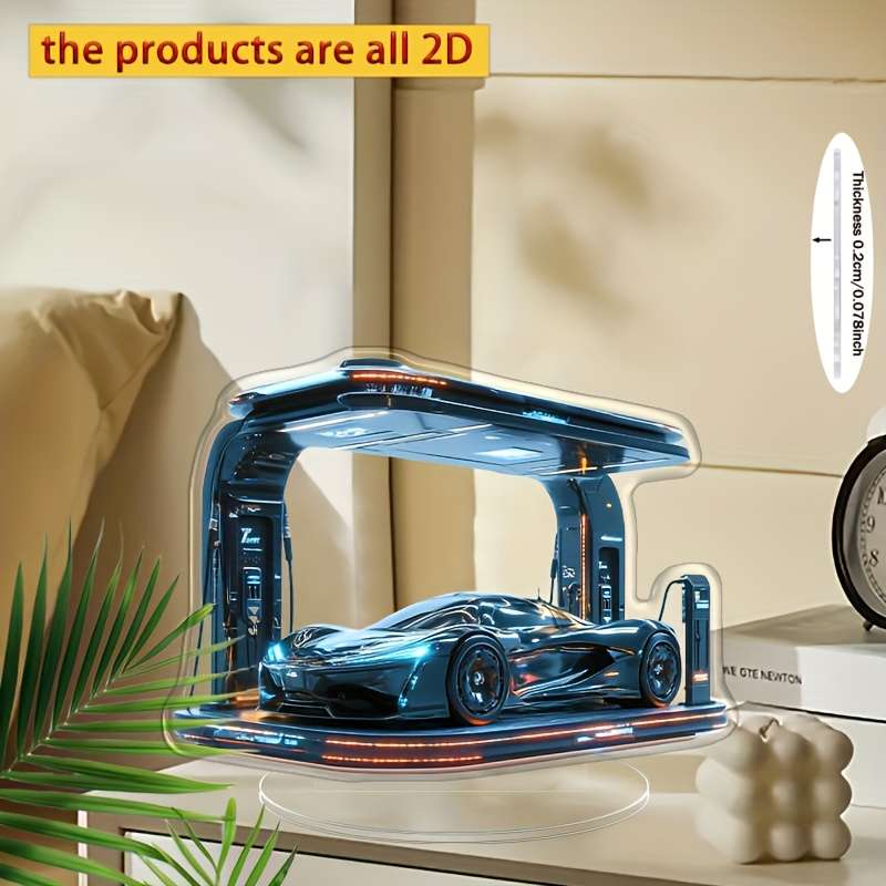 1pc 2D Flat   Futuristic Cyberpunk Style  Acrylic Ornament with LED Base Fashionable Sports