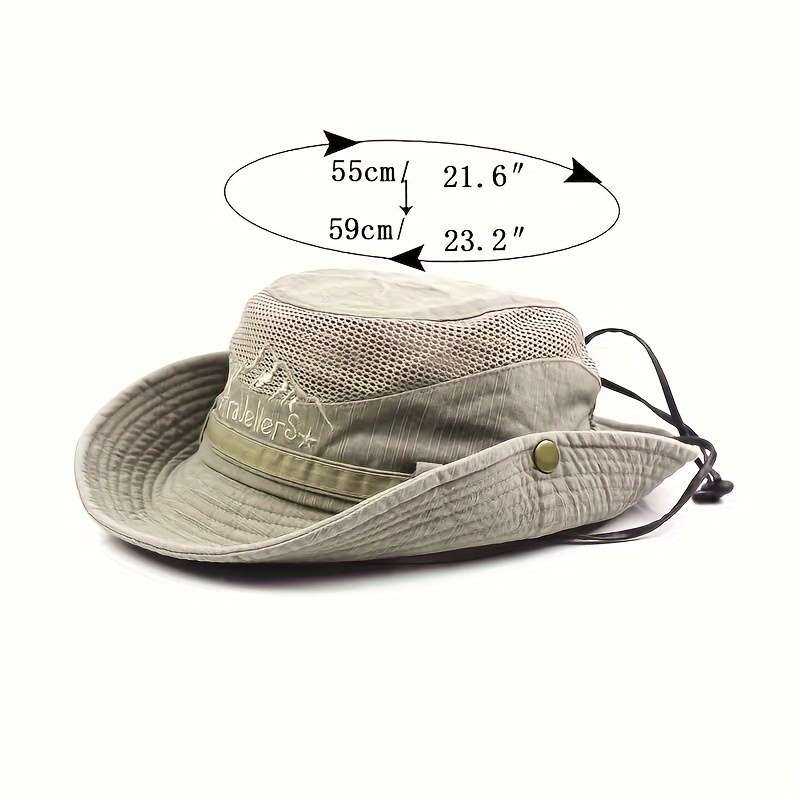 1pc Breathable Cotton Mesh Sun Hat All-Season Outdoor Fisherman Cap with Drawstring Closure UV Pr