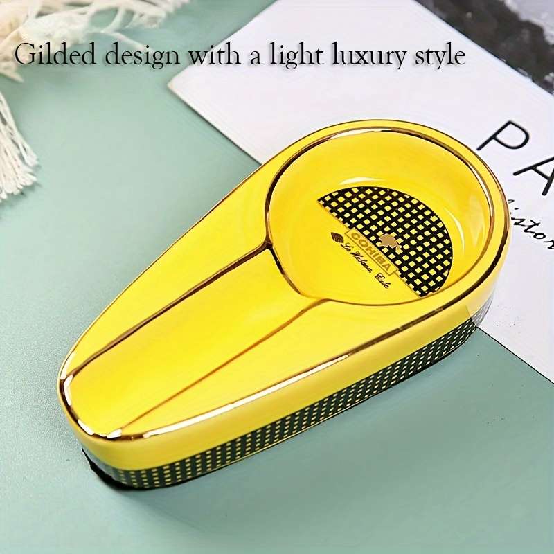 1pc Elegant Ceramic Cigar Ashtray Portable Creative Accessory for Smokers Ideal Living Room De