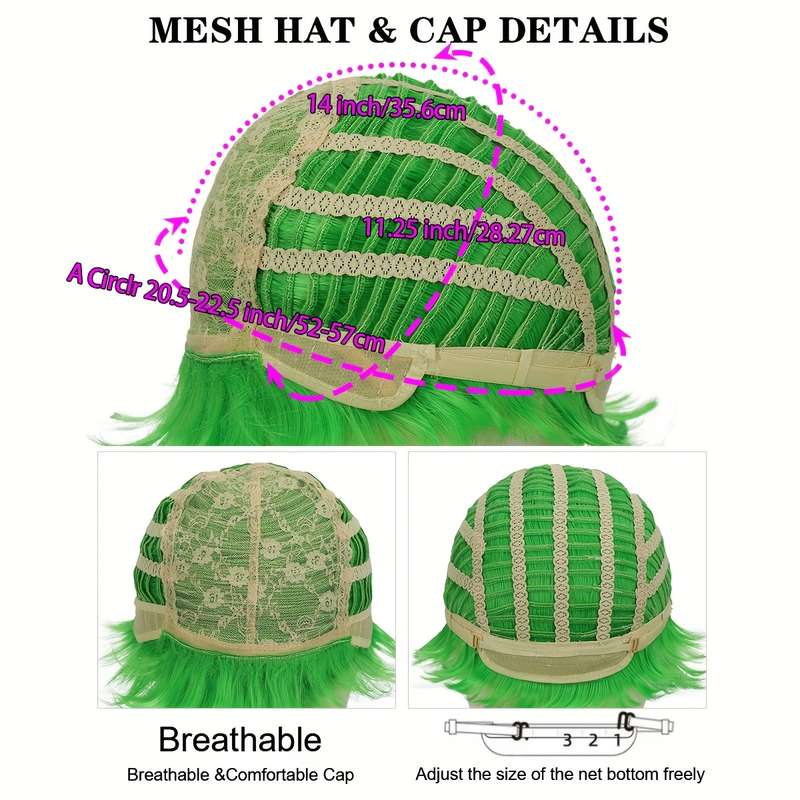 1Pc Grass Green 20.32cm Fashion Design Wig