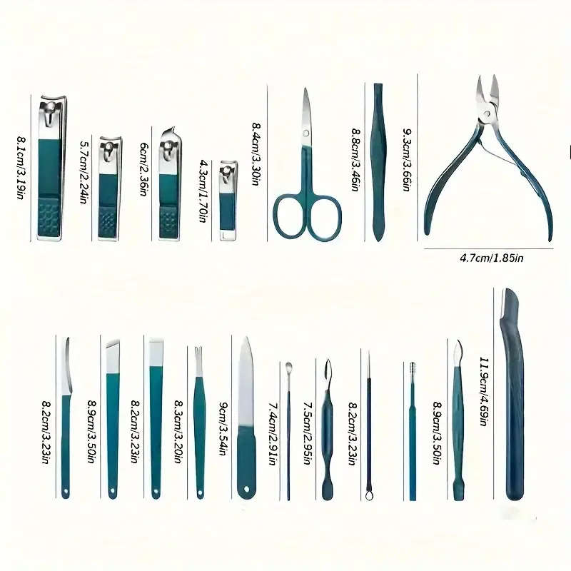 18pcs set Classic Manicure Kit Stainless Steel Portable Nail Clippers Fingernail Toenail Cutter With