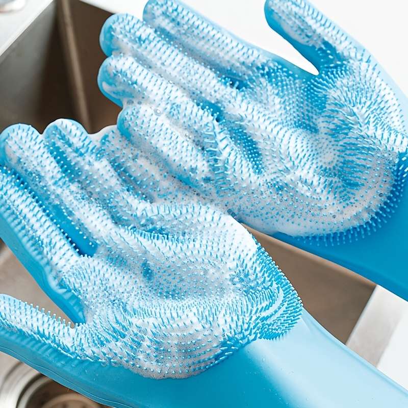 1 Pair Blue Household Cleaning Gloves
