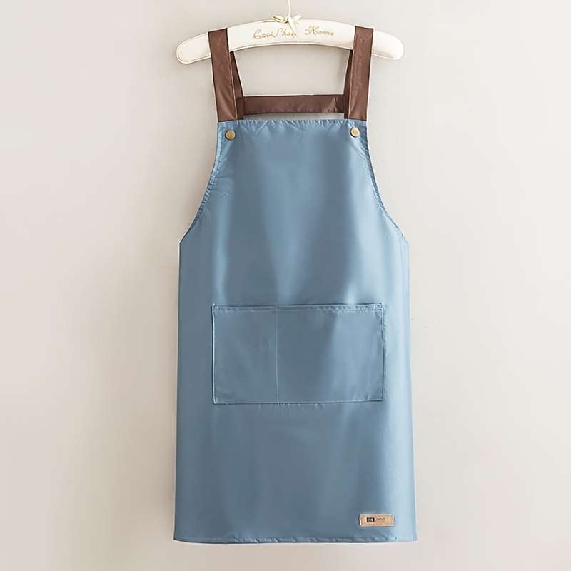 1pc Kitchen Apron with Large Pocket Adjustable Neck Strap Durable Polyester for Cooking B