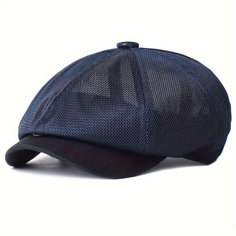 1pc Breathable Mesh Newsboy Cap Summer Casual Outdoor Beret Fashion Solid Color Octagonal Hat fo
