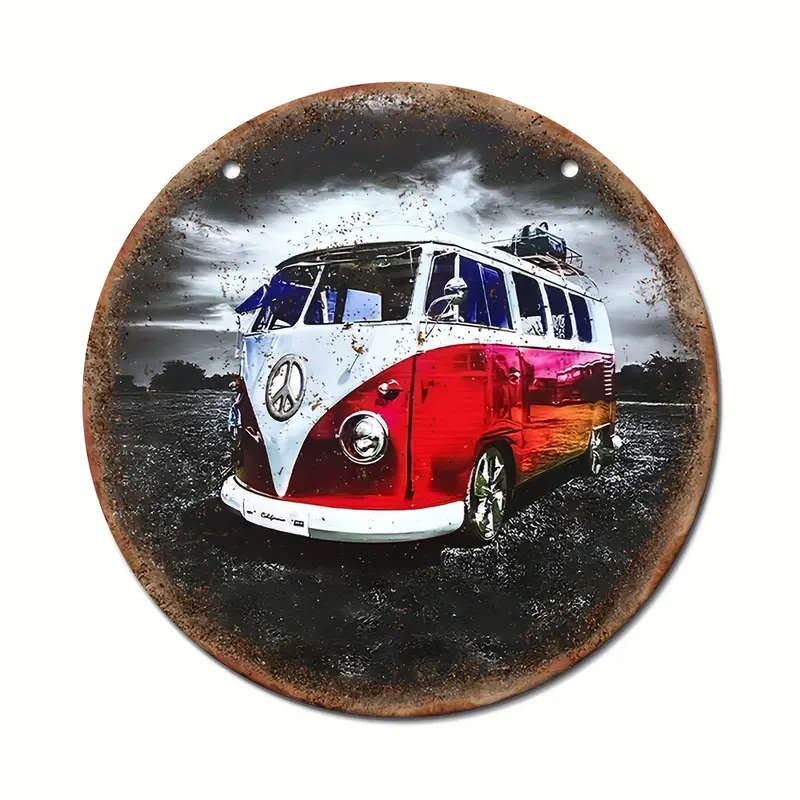1pc Vintage Camper Van Aluminum Sign 20.32x20.32cm Waterproof Multipurpose Metal Wall Hanging for Ma