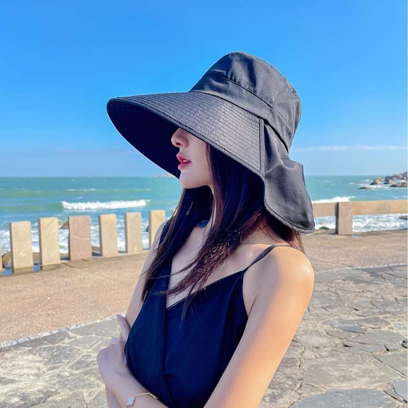 1pc Women's Fashionable Sun Protection Bucket Hat with Ponytail Hole Breathable Polyester Adjust