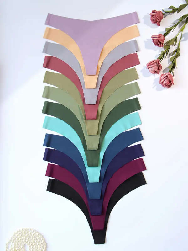 12pcs Size M Plain-Colored Non-Marked V-Style Sexy Ladies Underwear Non-Marked Breathable Soft