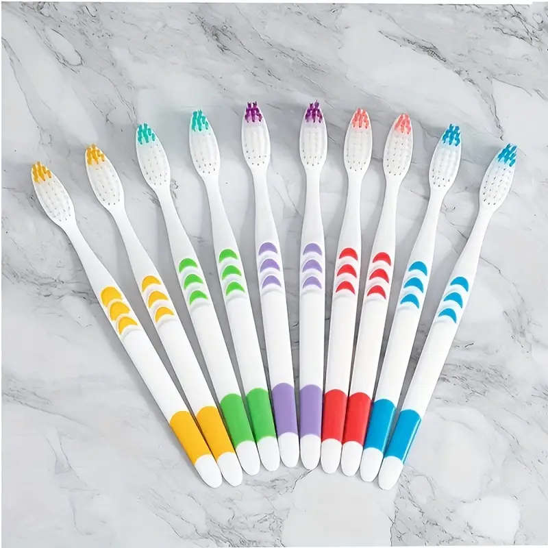 10Pack Bamboo Charcoal Nano Toothbrushes Soft Manual Toothbrushes For Adults Compact Polyester Bris
