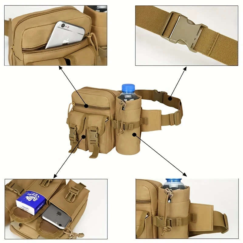 1pc Outdoor Sports Waist Pack Water Bottle Holder Multifunctional Travel Mountaineering Backpack Out