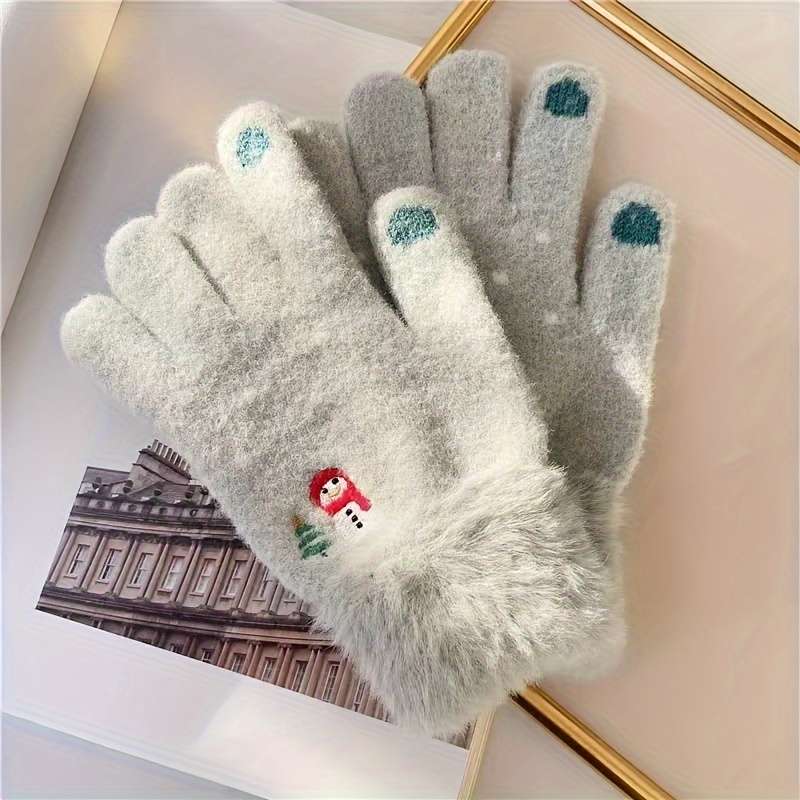 1 Pair Grey Warm Gloves