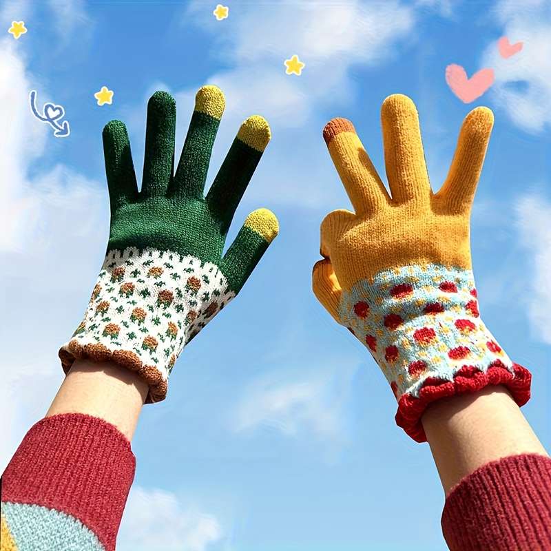 1 Pair Mandarin Duck Color Warm Gloves
