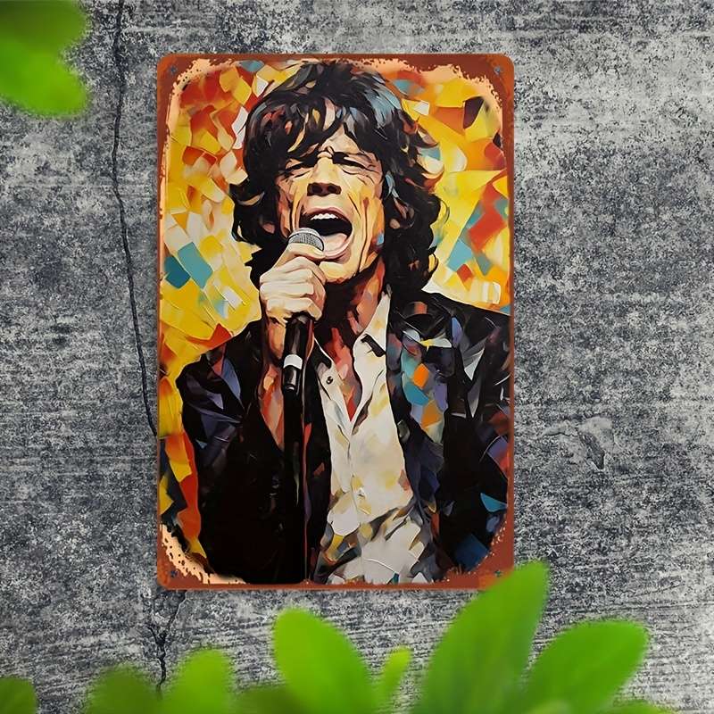 1pc 2D  of Retro Music Poster Mick Jagger Aluminum Metal Sign 20.32X30.48 cm Resistant to W
