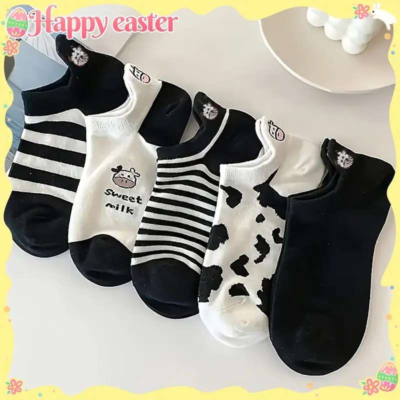 5 Pairs Of Mixed Colors One Size High Elastic Socks