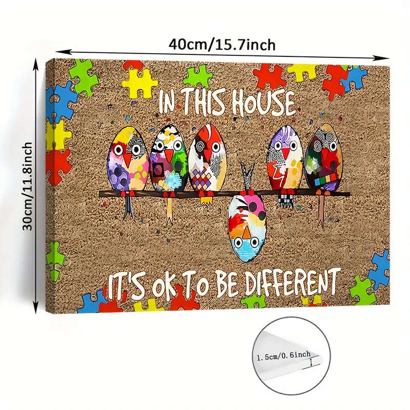 1pc Charming Birds Awareness Canvas Art Wooden Framed Wall Decor for Living Room Bedroom Perfect Hom