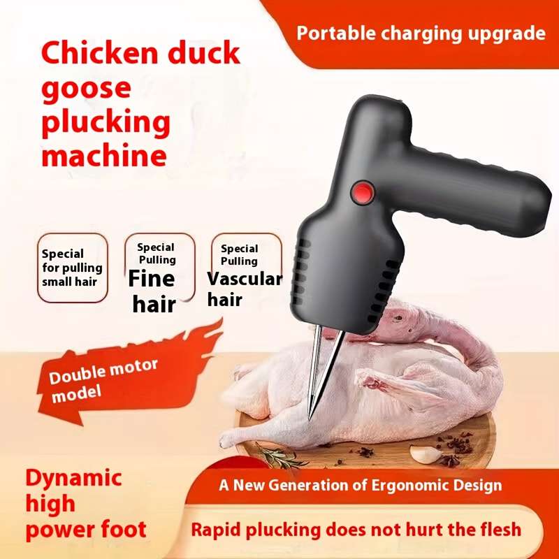1pc Portable USB Rechargeable Electric Poultry Plucker Dual Motor High-Power Handheld Feather Rem
