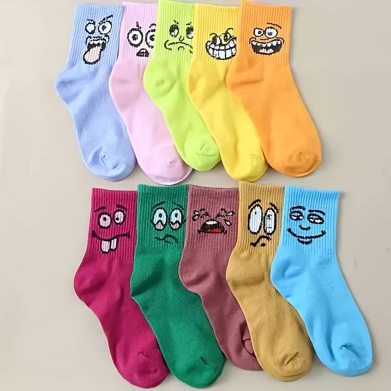 10 Pairs Of Mixed Colors One Size High Elastic Socks