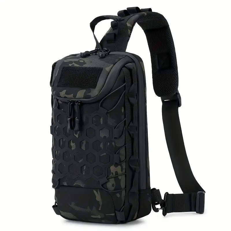 1pc Large Capacity Camo Tactical Chest Bag Durable Water-Resistant Oxford Fabric