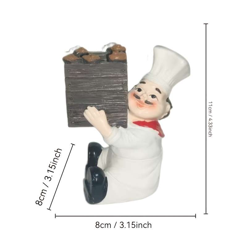 1pc 11cm Whimsical Chef with Wooden Bucket Resin Figurine Playful Kitchen Scene Ideal for Ta