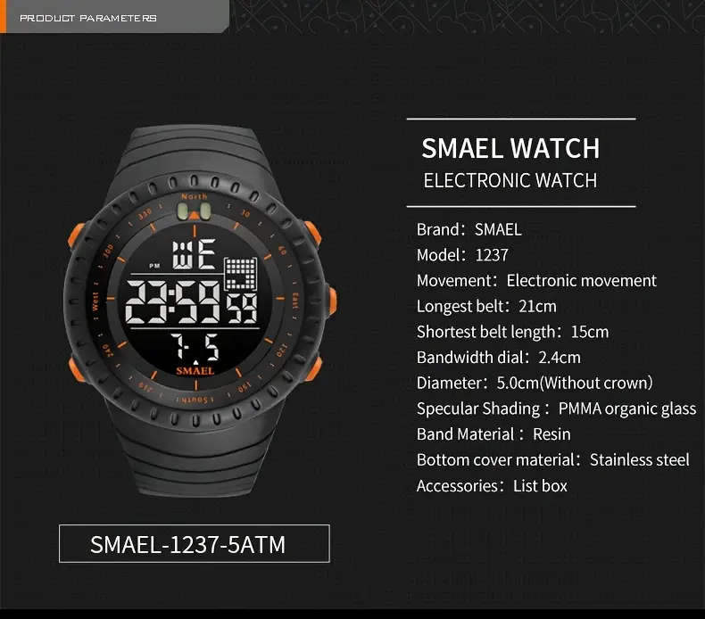   sports led electronic watch luminous alarm digital wrist watch for outdoor camping hiking travel details 4