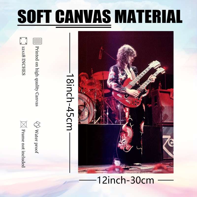 1pc Vibrant Frameless Jimmy Page Band Concert Poster HD Canvas Wall Art 30.48x45.72 cm Durable