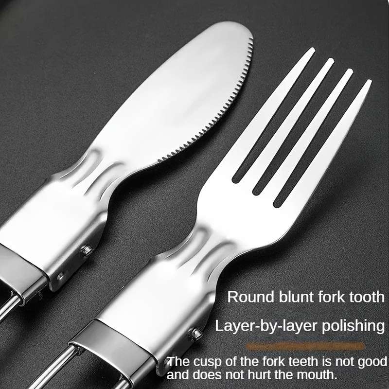 3pcs Stainless Steel Cutlery Set Portable Spoon Fork and Knife Polished Finish Compact and