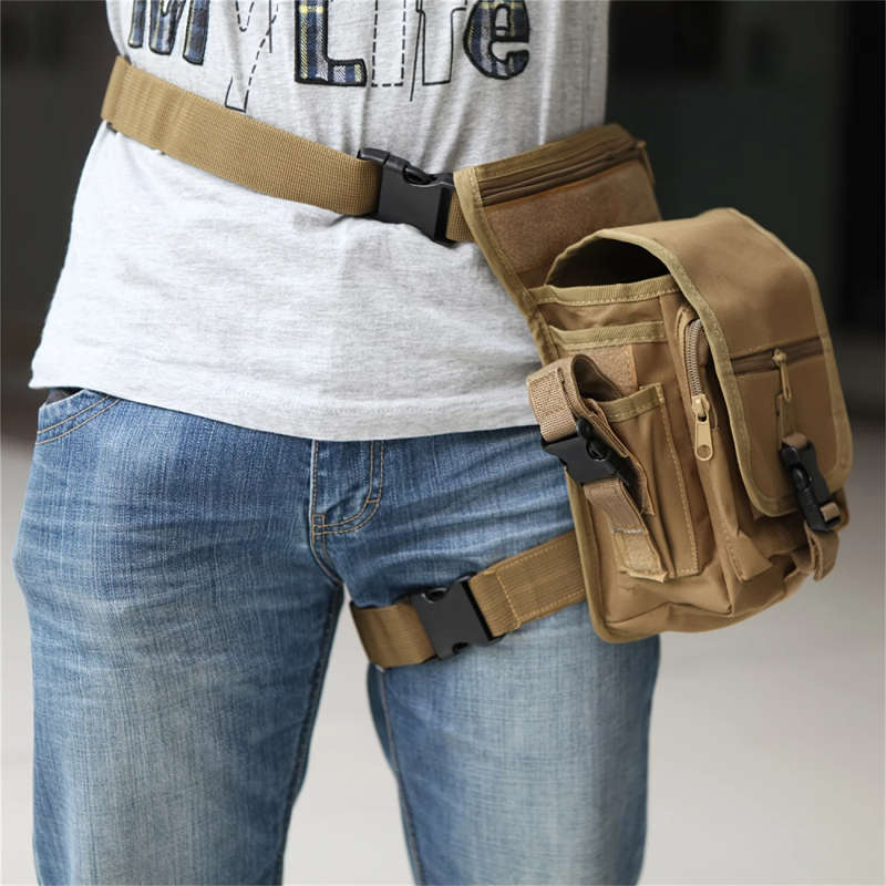 1pc Tactical Oxford Cloth Leg Bag Adjustable Strap Buckle Closure Multi-Pocket Design for Outdoor
