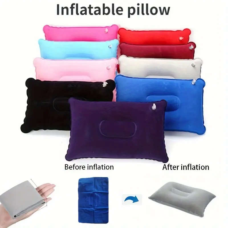 1pc Versatile Preppy Inflatable Pillow for Office Camping Hiking Travel and Nap Ultralight PVC Easy