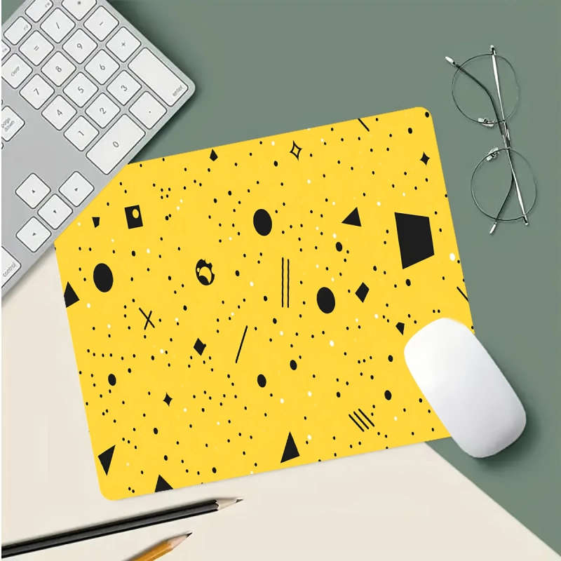 1pc 21x26cm Yellow Geometric Mouse Pad Vibrant Durable Rubber Desk Accessory