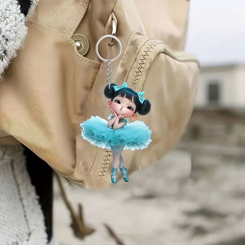 1pc 2D Flat   Acrylic Keychain New Acrylic Ballerina Girl Style Keychain Double-Sided Printin