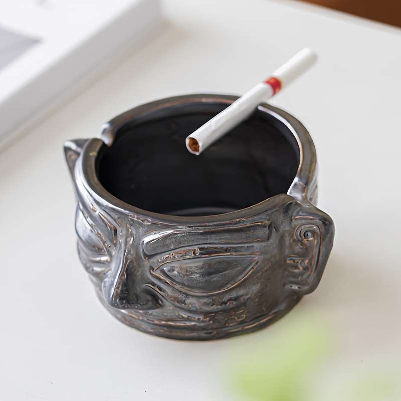 1pc Modern Ashtray for Home Living Room Lightweight Luxury Sealed Anti-ash High-end Cigarette Hold