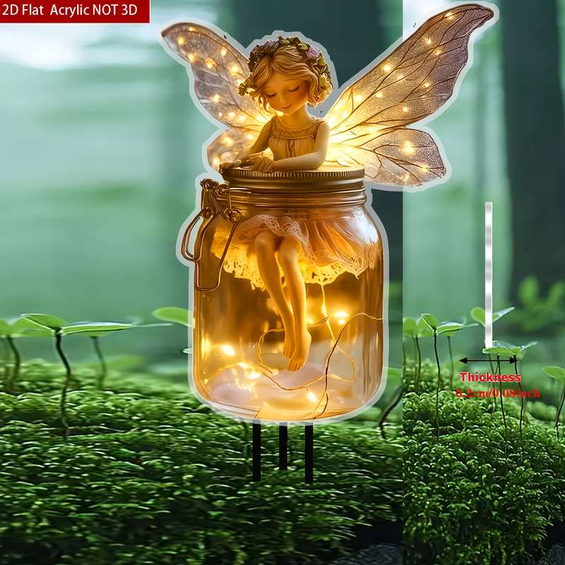 1pc 2D Flat   Bohemian Style Acrylic Fairy 16.51cmx 20.32cm Whimsical Garden Stake Perfect for