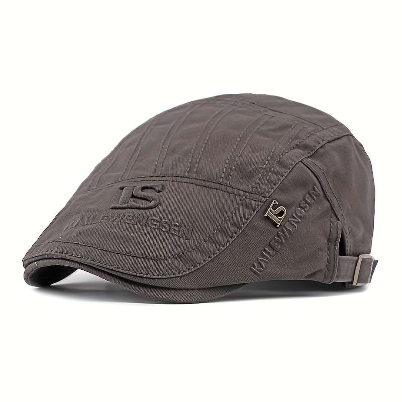 1pc Everyday Comfort Black Beret Cap Retro British Style Casual Textured Fabric Hat with "IS"