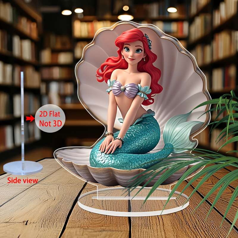 1pc 2D Flat    Acrylic Ariel Mermaid Decor Plaque 16.0cm x 18.03cm Vibrant Underwate