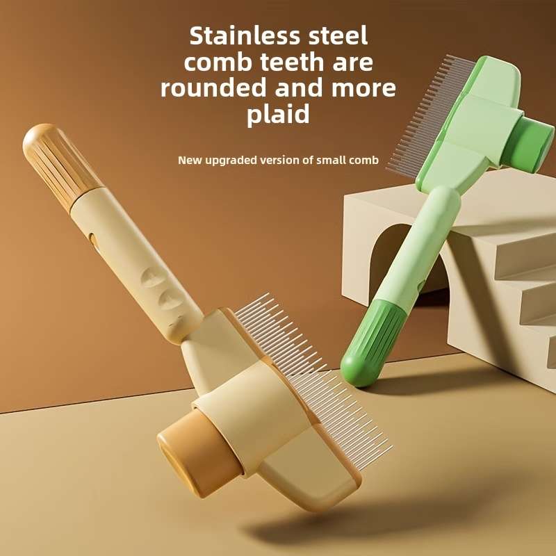 1pc Long And Short Needle Row Comb Yellow Pet Comb