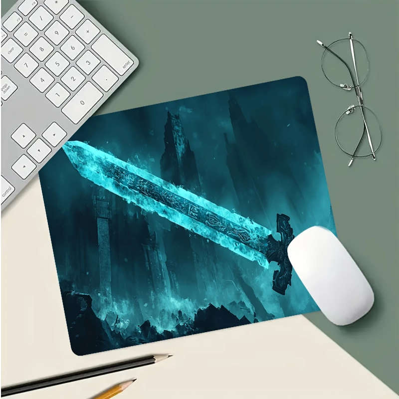 1pc 21x26cm Ice Blue Runesword Fantasy Gaming Mouse Pad Non-Slip Washable Desk Mat
