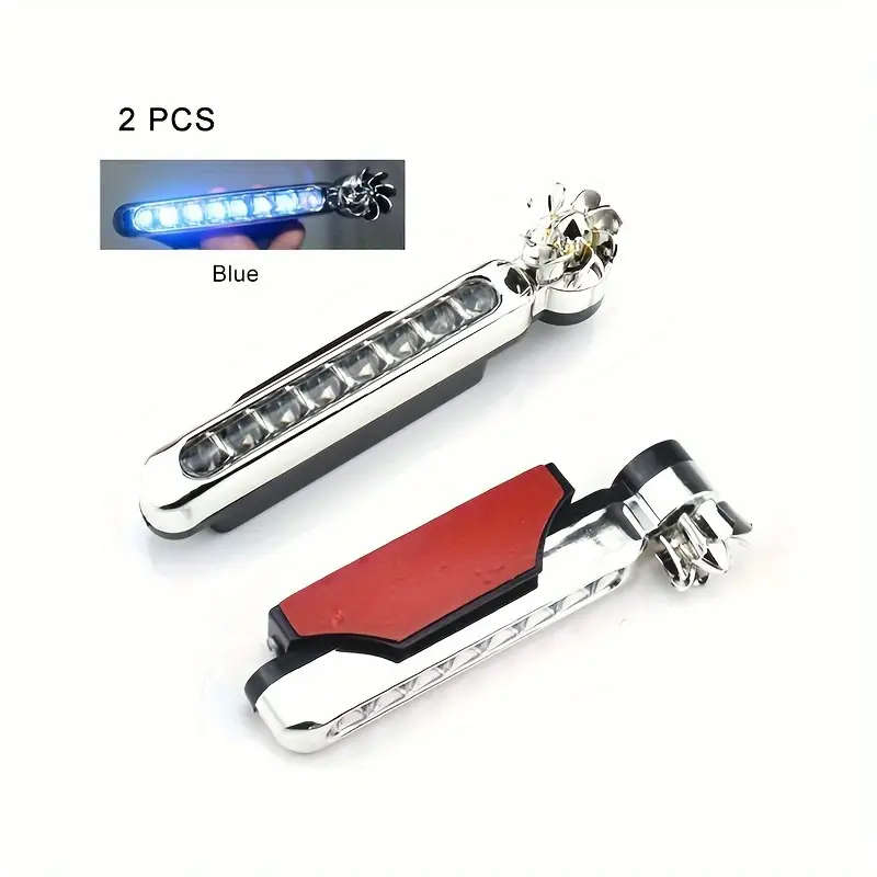 2pcs Blue Car Wind Powered Car LED Fan Light Rotation Fan Lamp Automobile Decorative lamp