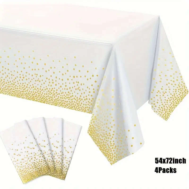 4 Pack Elegant Polka Dot Plastic Tablecloth Disposable Tablecloth