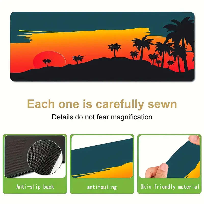 1pc 40x90cm Rainforest Sunset Palm Tree Mouse Pad Colorful Office Desk Accessory