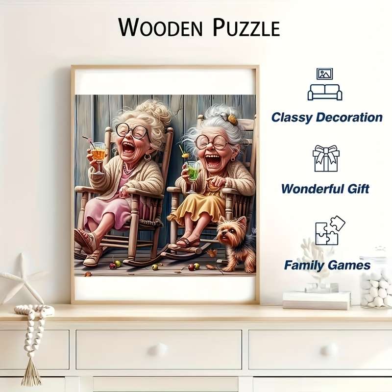 1000pcs Happy Grandma Paper Puzzle Large 19.7 x 19.7 DIY Home Decor Brain Challen