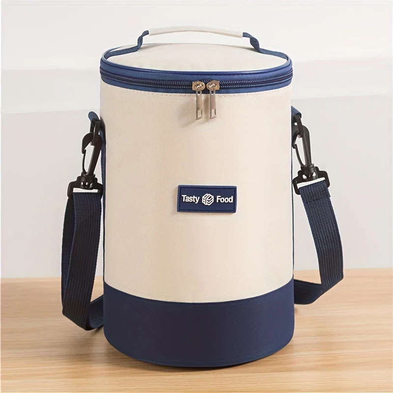 1pc Versatile Insulated Lunch Bag with Shoulder Strap Waterproof Oxford Fabric Perfect