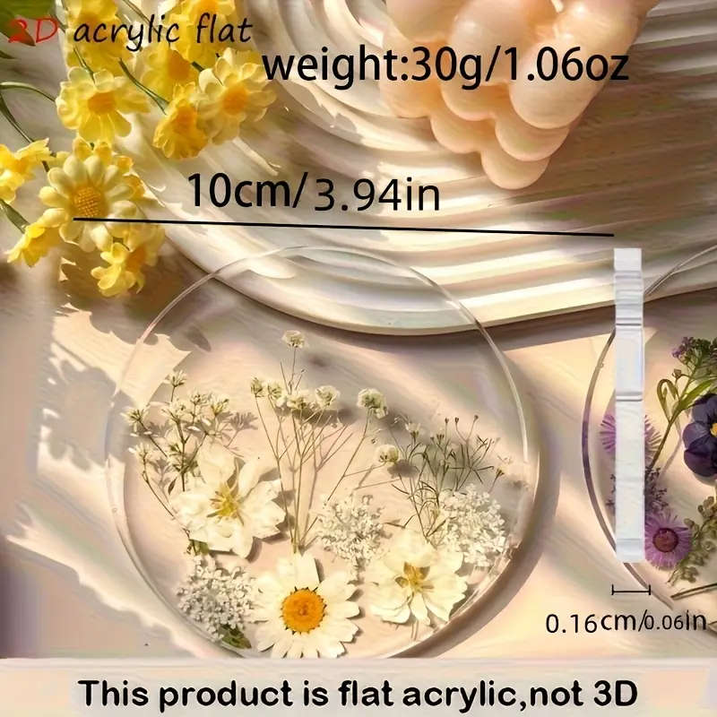 2D Flat 4 Piece Acrylic Coaster Set, Colorful Printed Outdoor Coasters
