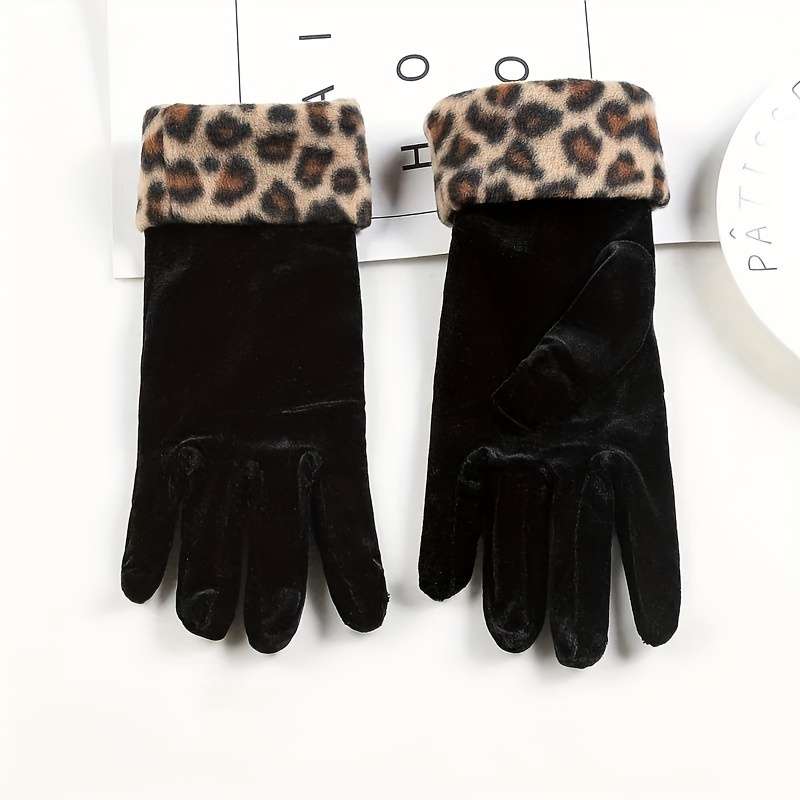 1 Pair Leopard Warm Gloves