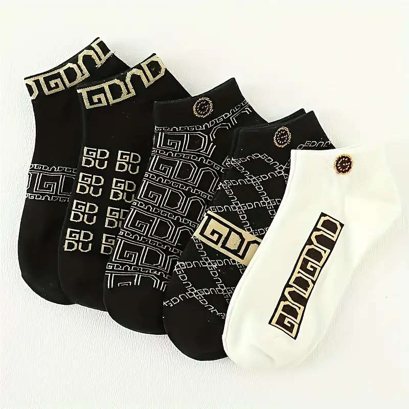 5Pack Men'S Vintage Ethnic Knit Crew Socks of Ultra Comfy Breathable Anti-Odor Men'S Low Cut Socks S