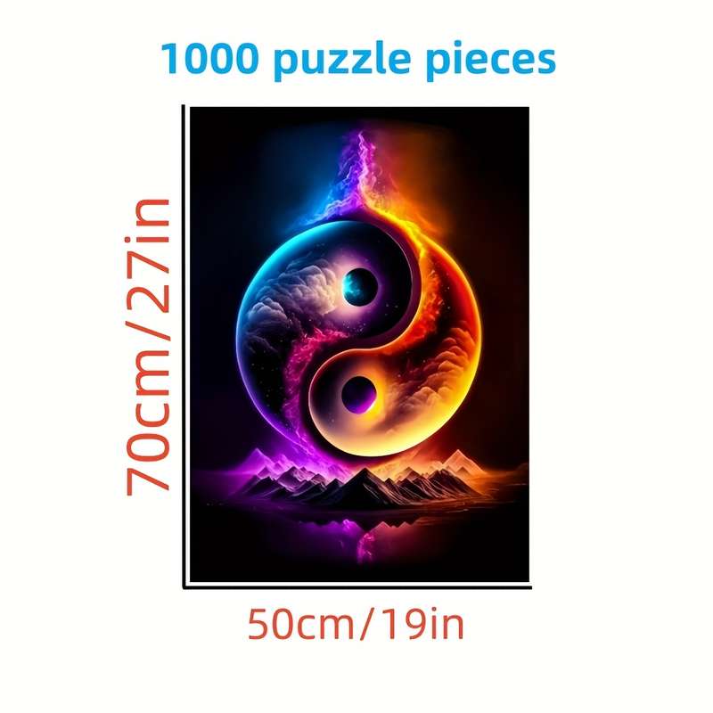 1000pcs Vibrant Yin Yang Bagua Tai Chi Puzzle Challenging DIY Brain Teaser with C