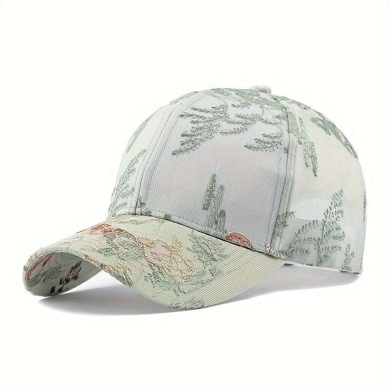 1pc Breathable Mesh Baseball Cap for Women Adjustable Sun-Protective Dad Hat with Classic Embroi