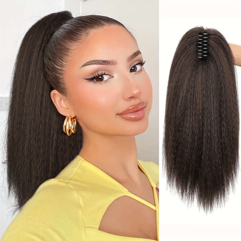 16 Inch Curly Straight Ponytail Extensions