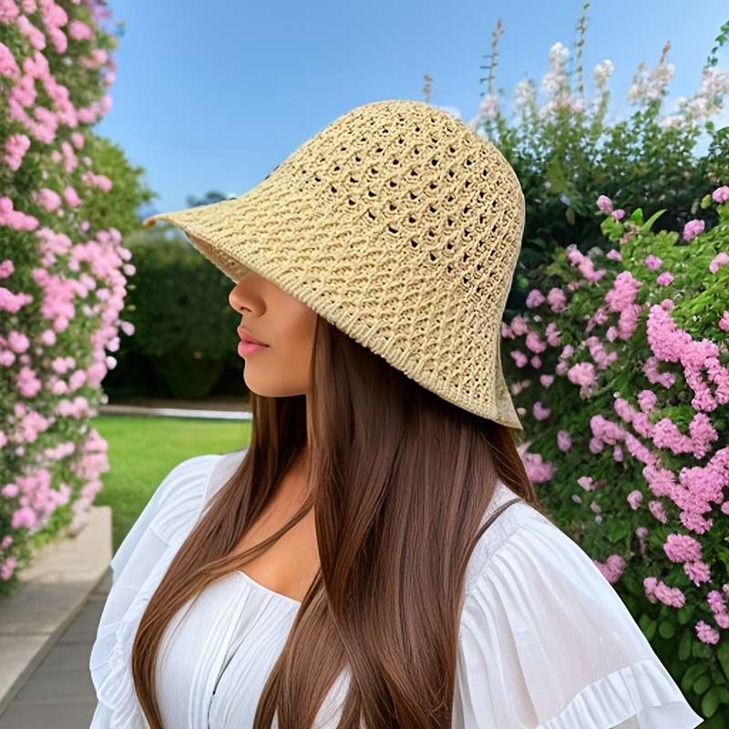 1pc A Spring and Summer Beach Hat Fashionable Women'S Internet Celebrity Korean Style Single Layer